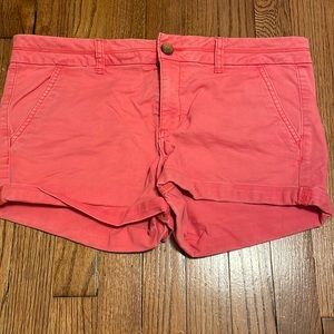 Hot coral midi shorts